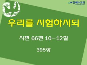 우리를 시험하시되 (시66:10-12)