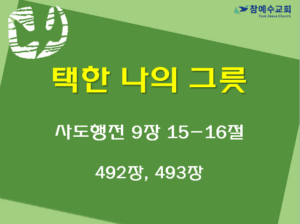 택한 나의 그릇 (행 9:15-16)
