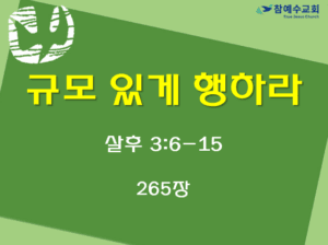 규모있게 행하라 (살후 3:6-15)