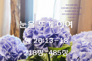 눈을 뜨게 하여(행 26:13-18)