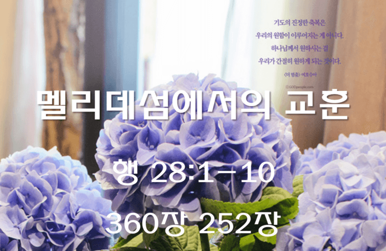 멜리데섬에서의 교훈 (행 28:1-10)