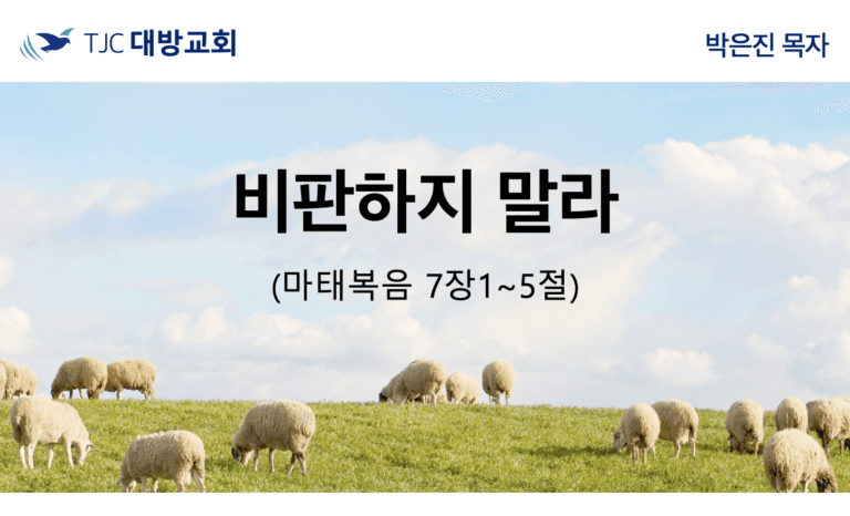 비판하지 말라 (마 7:1-5)