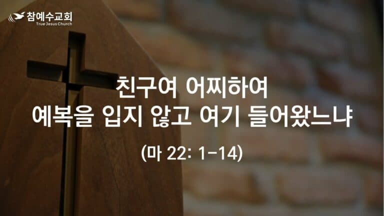 친구여 어찌하여 예복을 입지 않고 여기 들어왔느냐 (마 22:1-14)