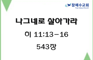 나그네로 살아가라 (히 11:13-16)