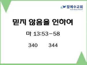 믿지 않음을 인하여 (마 13:53-58)