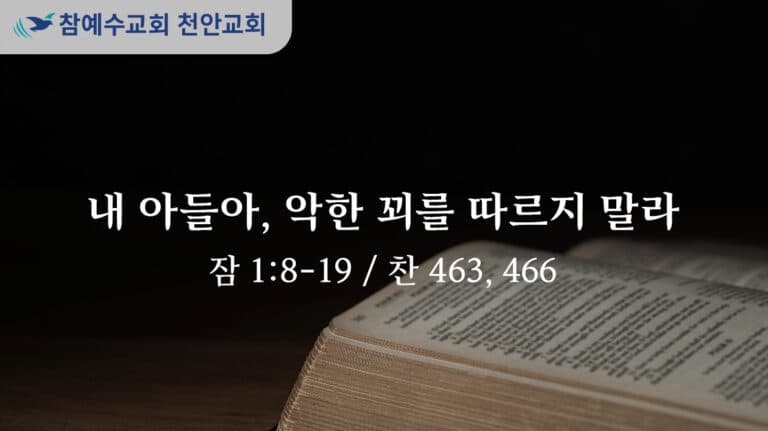내 아들아, 악한 꾀를 따르지 말라 (잠 1:8-19)