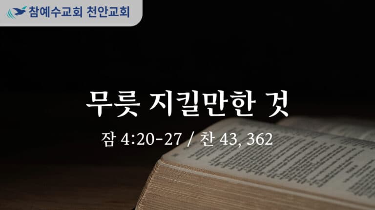 무릇 지킬만한 것 (잠 4:20-27)
