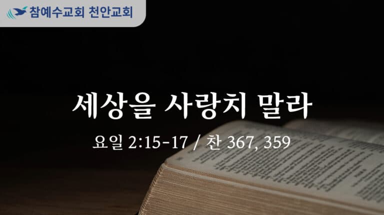 세상을 사랑치 말라 (요일 2:15-17)