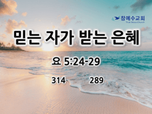 믿는 자가 받는 은혜 (요 5:24-29)
