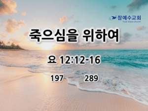 죽으심을 위하여 (요 12:12-16)