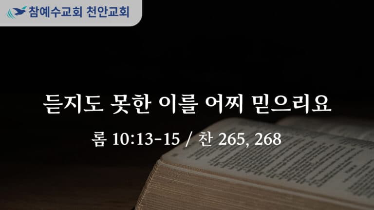 듣지도 못한 이를 어찌 믿으리요 (롬 10:13-15)