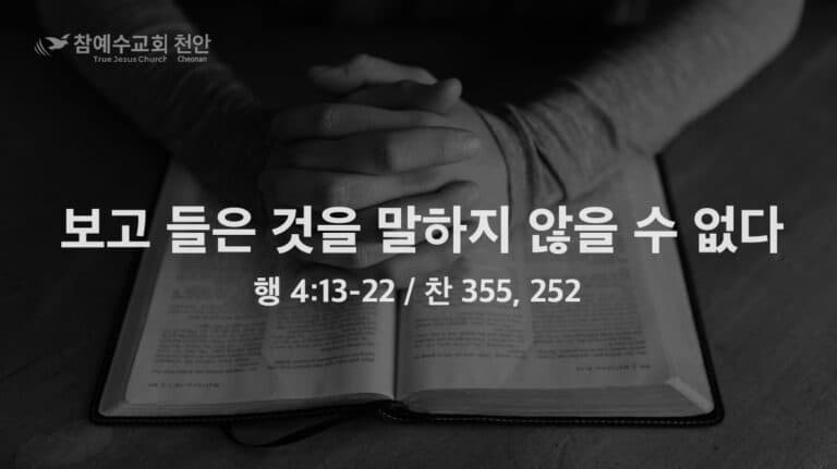 보고 들은 것을 말하지 않을 수 없다 (행 4:13-22)