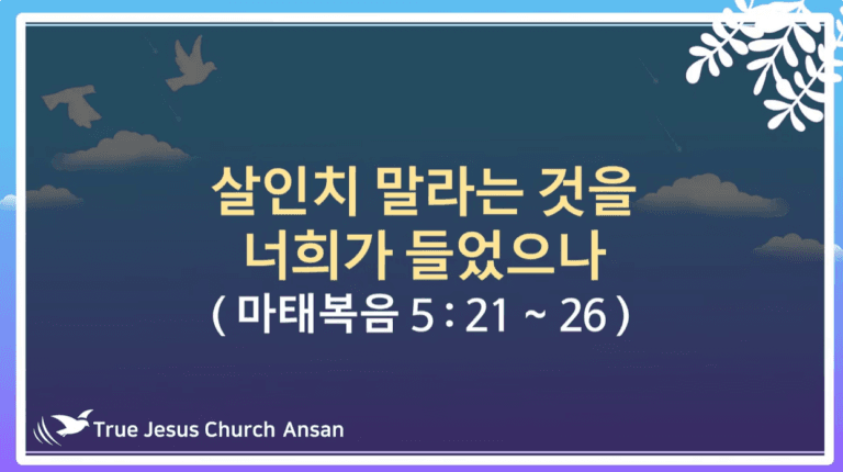 [복음메세지] 살인치 말라는 것을 너희가 들었으나 (마 5:21-26)